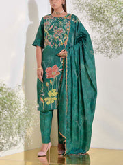 Green Vasansi Silk Embroidered Suit Set