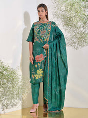 Green Vasansi Silk Embroidered Suit Set