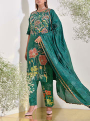 Green Vasansi Silk Embroidered Suit Set