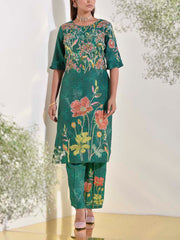 Green Vasansi Silk Embroidered Suit Set