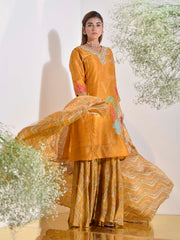 Mustard Vasansi Silk Kurta and Sharara Set