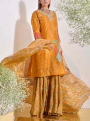 Mustard Vasansi Silk Kurta and Sharara Set