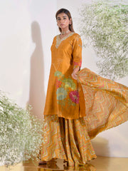 Mustard Vasansi Silk Kurta and Sharara Set