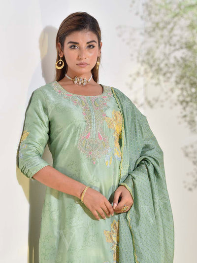 Tea Green Vasansi Silk Kurta and Sharara Set