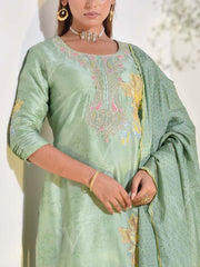 Tea Green Vasansi Silk Kurta and Sharara Set