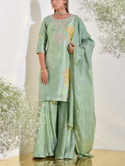 Tea Green Vasansi Silk Kurta and Sharara Set