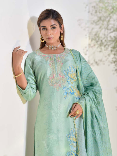 Tea Green Vasansi Silk Kurta and Sharara Set