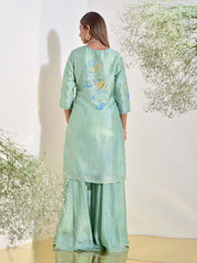 Tea Green Vasansi Silk Kurta and Sharara Set