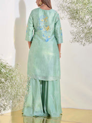 Tea Green Vasansi Silk Kurta and Sharara Set