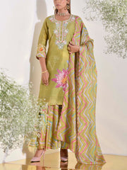 Olive Green Vasansi Silk Kurta and Palazzo Set