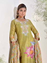 Olive Green Vasansi Silk Kurta and Palazzo Set