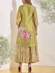 Olive Green Vasansi Silk Kurta and Palazzo Set