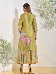 Olive Green Vasansi Silk Kurta and Palazzo Set