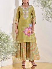 Olive Green Vasansi Silk Kurta and Palazzo Set