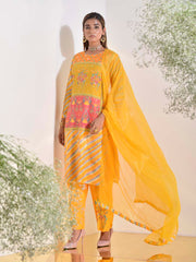 Yellow Vasansi Silk Embroidered Suit Set