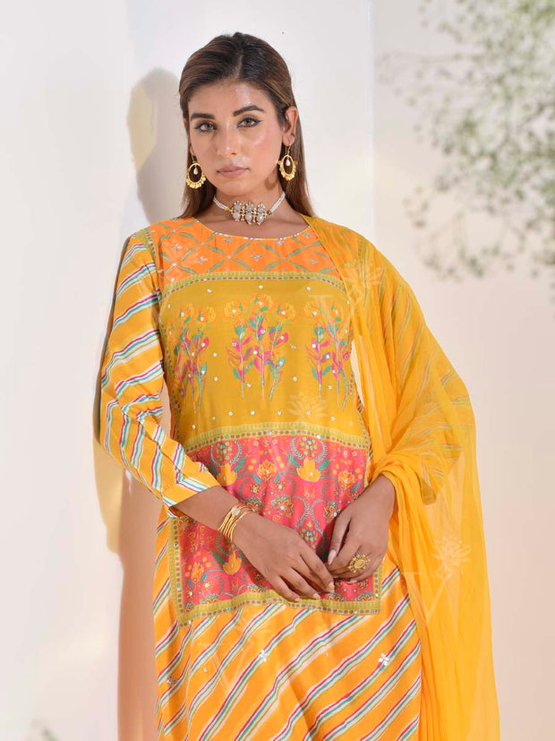 Yellow Vasansi Silk Embroidered Suit Set