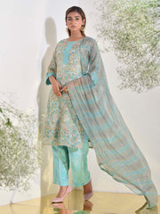 Blue Vasansi Silk Printed Suit Set