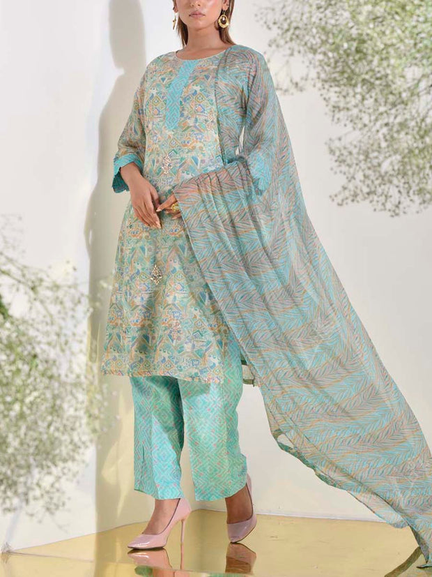 Blue Vasansi Silk Printed Suit Set