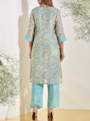 Blue Vasansi Silk Printed Suit Set