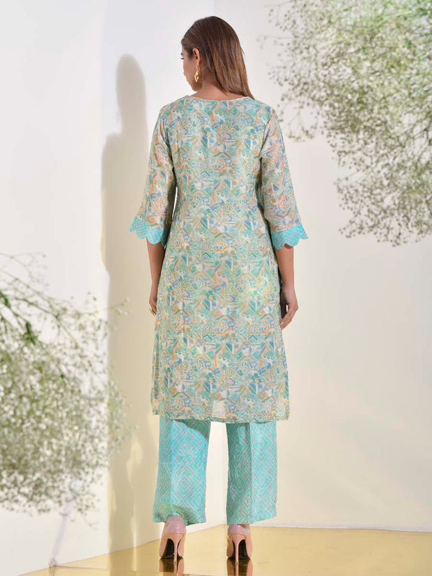 Blue Vasansi Silk Printed Suit Set