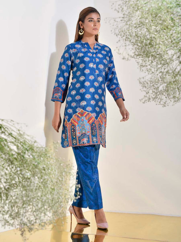 Blue Vasansi Silk Embroidered Co-ord Set