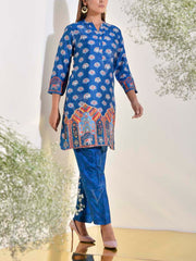 Blue Vasansi Silk Embroidered Co-ord Set