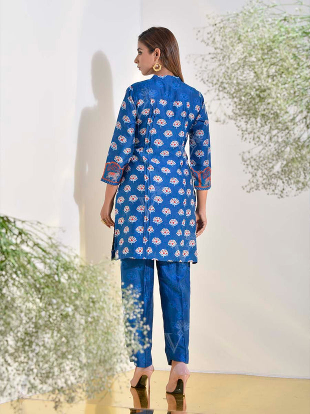 Blue Vasansi Silk Embroidered Co-ord Set