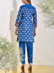 Blue Vasansi Silk Embroidered Co-ord Set