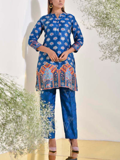 Blue Vasansi Silk Embroidered Co-ord Set