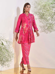 Raspberry Vasansi Silk Embroidered Co-ord Set