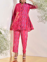 Raspberry Vasansi Silk Embroidered Co-ord Set