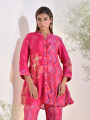 Raspberry Vasansi Silk Embroidered Co-ord Set