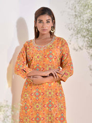 Yellow Vasansi Silk Printed Kurti