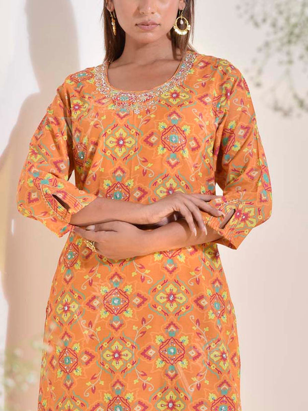 Yellow Vasansi Silk Printed Kurti