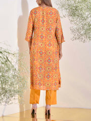 Yellow Vasansi Silk Printed Kurti