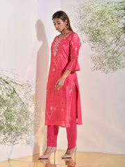 Pink Vasansi Silk Printed Kurti