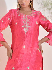 Pink Vasansi Silk Printed Kurti