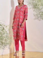 Red Vasansi Silk Printed Kurti