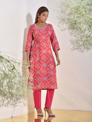 Red Vasansi Silk Printed Kurti