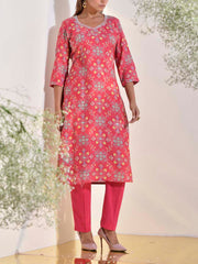 Red Vasansi Silk Printed Kurti