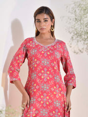 Red Vasansi Silk Printed Kurti