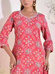 Red Vasansi Silk Printed Kurti