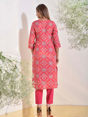 Red Vasansi Silk Printed Kurti