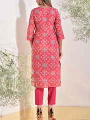 Red Vasansi Silk Printed Kurti