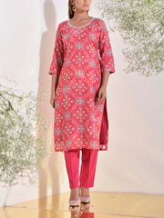 Red Vasansi Silk Printed Kurti