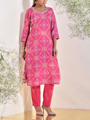 Pink Vasansi Silk Printed Kurti