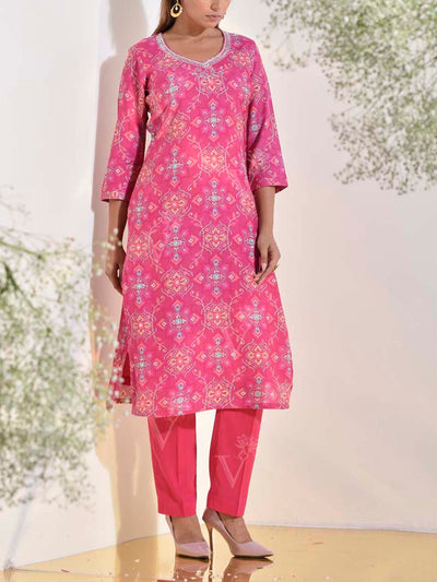 Pink Vasansi Silk Printed Kurti