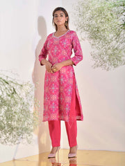 Pink Vasansi Silk Printed Kurti