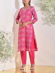 Pink Vasansi Silk Printed Kurti