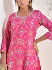 Pink Vasansi Silk Printed Kurti